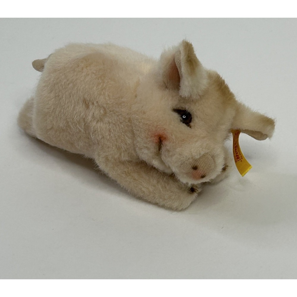 Steiff Little Friend Sissi Pink Piglet Plush Laying Down Stuffed Animal Toy